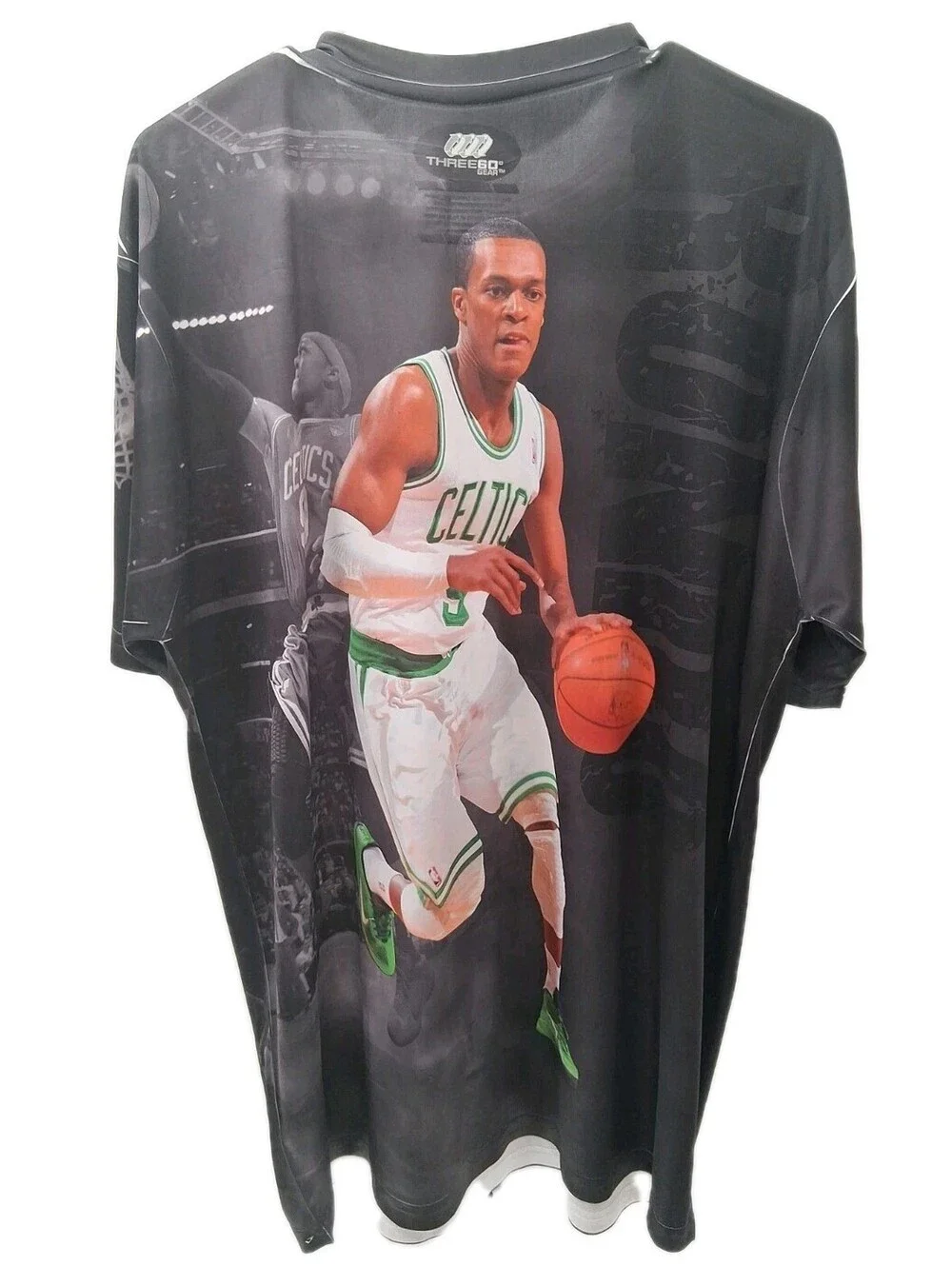 Three60 Gear Boston Celtics Rajon Rondo T Shirt Mens XL Double Sided Wicking Nba